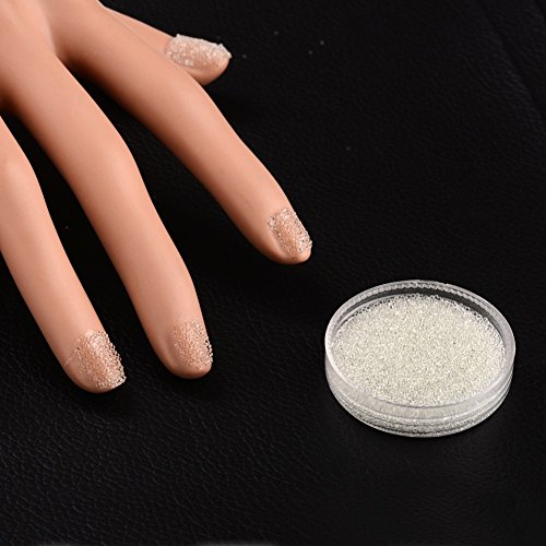 PandaHall About 50g Transparente DIY 3D Nail Art Decoration Mini Cuentas de Vidrio Pequeñas Cuentas de Uñas de Caviar para DIY Nail Art Decoration, Blanco, 0.6-0.8mm