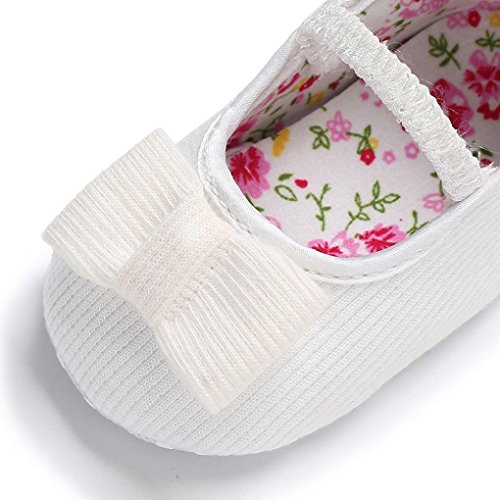 PAOLIAN Verano Zapatos para Bebé Niñas Zapatos de Primeros Pasos Antideslizante Pajarita Breathable Suela Blanda Tela de Algodón Zapatos de Niñito De 1 Meses 6 Meses 12 Meses 18 Meses (1, Blanco)