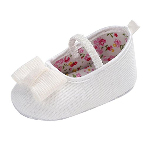 PAOLIAN Verano Zapatos para Bebé Niñas Zapatos de Primeros Pasos Antideslizante Pajarita Breathable Suela Blanda Tela de Algodón Zapatos de Niñito De 1 Meses 6 Meses 12 Meses 18 Meses (1, Blanco)