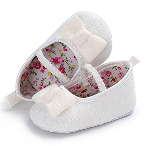 PAOLIAN Verano Zapatos para Bebé Niñas Zapatos de Primeros Pasos Antideslizante Pajarita Breathable Suela Blanda Tela de Algodón Zapatos de Niñito De 1 Meses 6 Meses 12 Meses 18 Meses (1, Blanco)