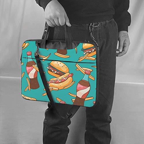 Papas Fritas de Dibujos Animados Hot Dog Burger Drink 15.6 in Bolsa para computadora portátil Cubierta Protectora para computadora portátil Bolso Bandolera