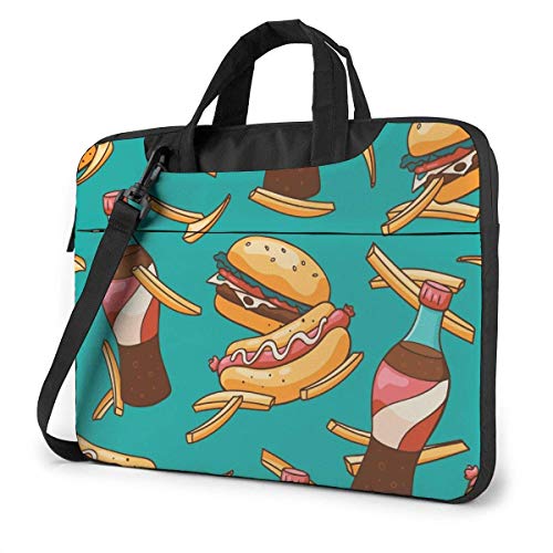 Papas Fritas de Dibujos Animados Hot Dog Burger Drink 15.6 in Bolsa para computadora portátil Cubierta Protectora para computadora portátil Bolso Bandolera