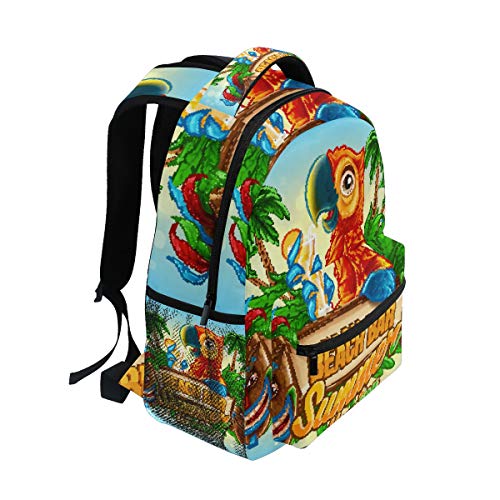 Parrot Beach Bar verano vacaciones escuela mochila gran capacidad lona mochila mochila mochila mochila casual viaje mochila para niños adultos adolescentes mujeres hombres