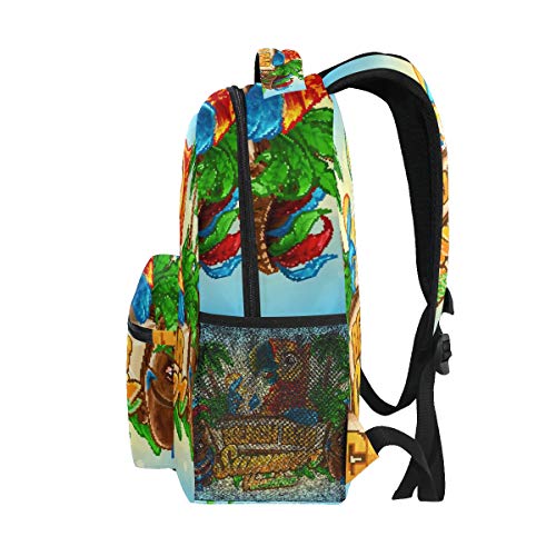 Parrot Beach Bar verano vacaciones escuela mochila gran capacidad lona mochila mochila mochila mochila casual viaje mochila para niños adultos adolescentes mujeres hombres