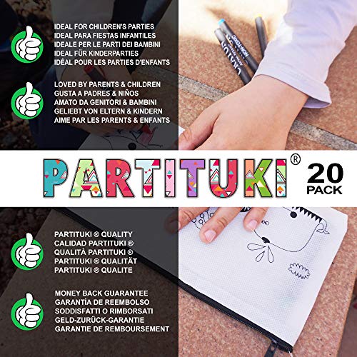 Partituki 20 Estuches Infantiles para Colorear, 20 Sets de 5 Ceras de Colores y una Guirnalda (Color Aleatorio) de 20 m. Detalle Ideal para Regalos de Fiestas de Cumpleaños Infantiles