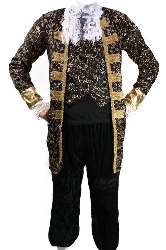 Party/Fancy Dress/Halloween Men Costume Baroque Pirate Aristocrat Lord Privateer Buccaneer Nobleman Size M/48 (EU)/38 (UK)/38 (US) (peluca)