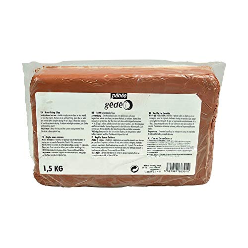 Pébéo 766301 Modelado Arcilla sin cocción Rojo, Pan de 1,5 kg