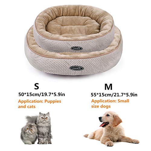 Pecute Cama de Gatos y Perros Pequeños Redonda y Cálida 55cm de Diámetro Cama para Mascotas Cojín de Gato Lavable de la Cama Lecho Ovalado de Cueva de Anidación Adecuado