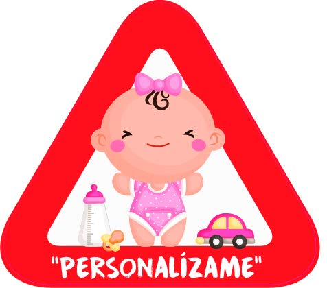 Pegatina Bebé a Bordo personalizable. Adhesivo vinilo para coche o moto. Sticker 15 x 13'7 cm.