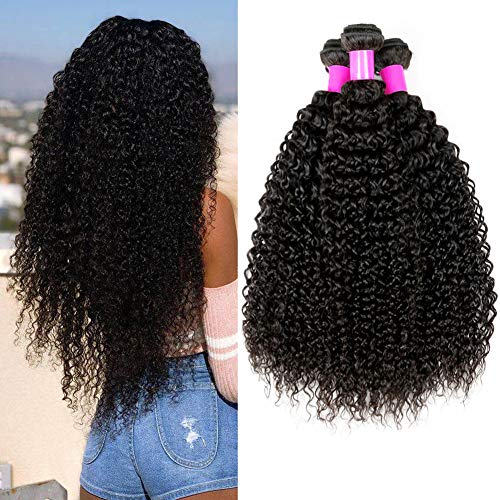 pelo humano rizado natural pelo humano brasileño cabello virgen brasileño extensiones de cabello color negro natural total 300g (100 +/-5g)/ pc 8 10 12 pulgadas