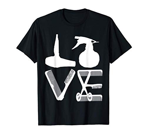 Peluquero Love Secador De Pelo Tijeras Barbero Pelo Camiseta