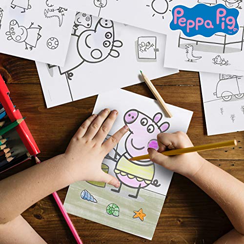 Peppa Pig Maletín Estuche Escolar, Lapices, Regla, Libreta. Sacapuntas, Goma De Borrar, Pegatinas Y Dibujos para Colorear Idea De Regalo A Partir De 3 Años De Edad