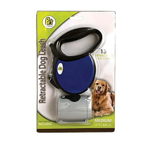 PET MAGASIN Correa Extensible para Perros – para Mayor Seguridad, se traba o se Suelta con un Solo botón, de Alta Resistencia, no se enreda, para Mascotas de hasta 18 kg, Azul Oscuro