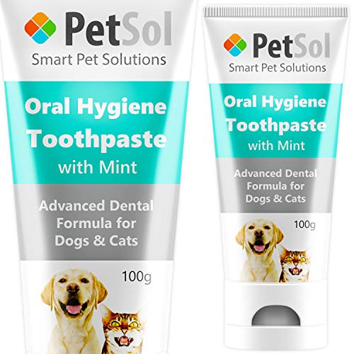 PetSol Pasta de Dientes para Perros y Gatos. Mejora la Salud de Las encías y los Dientes. Refresca el Aliento Elimina y Reduce la Placa y Tartar. Fresh Breath Dental Care Limpieza de Dientes (Menta)