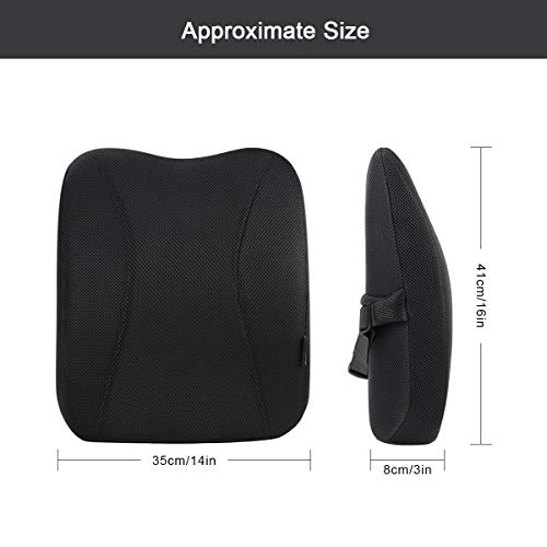 PHILORN Cojin Lumbar Coche, Respaldo Lumbar Ergonómico para Silla Oficina, Apoyo Almohada Lumbar de Espuma Memoria Suave, Reducir el Dolor de Espalda