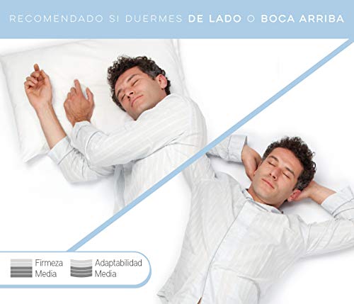 Pikolin Home - Pack de 2 almohadas viscoelásticas (desenfundable), firmeza media, 35x60cm, altura 12cm (Todas las medidas)