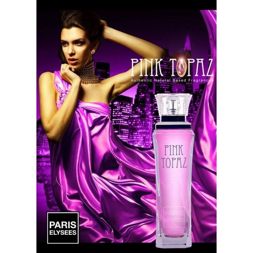 Pink Topaz Agua de perfume para mujeres Eau de toilette Paris Elysees Vaporizador 100 ml