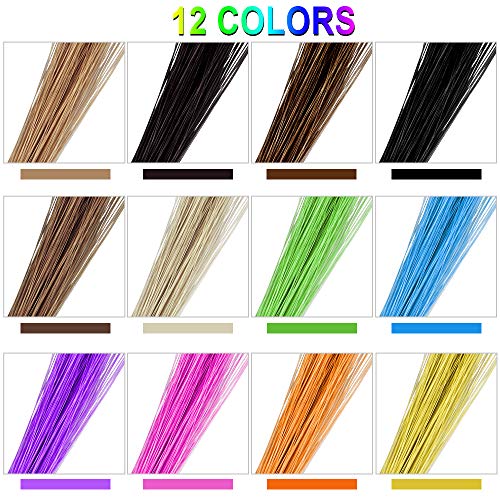 Pinza de Pelo para Niñas 24pcs Pelo Trenzado de Nylon de Fibra Trenza de Pelo Niñas con Clip para Fiesta de Cumpleaños y Rendimiento Infantil (12 Colores)