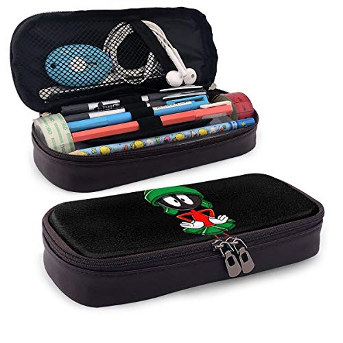 PKLUAS - Estuche para lápices Marvin The Martian de Alta Capacidad con Doble Cremallera para Escuela, Trabajo, Oficina, Regalo de 7.8 x 3.5 x 1.5 Pulgadas, PU, Negro, Talla única