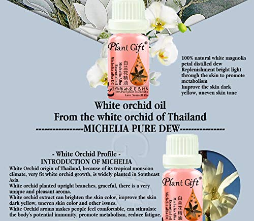 Plant Gift White Orchid Essential Oil Aceite esencial de orquídea blanca Aromaterapia - Orgánica 100% pura - Mente perfecta Cuerpo perfecto- 0.34OZ / 10ml