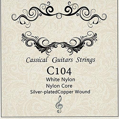 planuuik IRIN C104 Cuerda de Guitarra clásica Nylon Blanco Herida de Cobre Plateado 1er-6to (.028-.043)