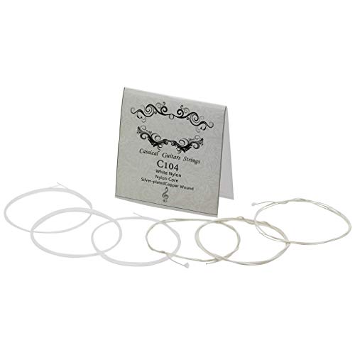 planuuik IRIN C104 Cuerda de Guitarra clásica Nylon Blanco Herida de Cobre Plateado 1er-6to (.028-.043)