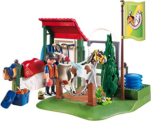 PLAYMOBIL Country Set de Limpieza para Caballos con Bomba de Agua, A partir de 5 años (6929)