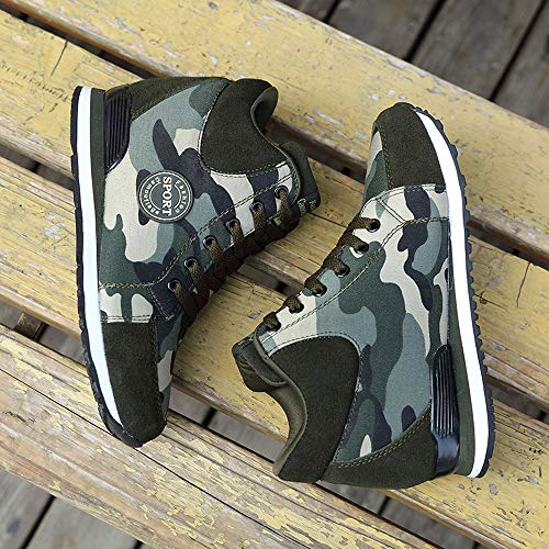 POLP Calzado Zapatos Mujer Cuña Deportivos Zapatillas Running para Mujer Aire Libre Deporte Transpirables Zapatos Gimnasio Correr Sneakers Verde Plataforma Casual Camuflaje 35-42