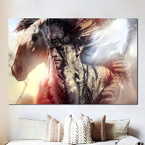 Pop Art Abstract Wall Image Lion Print Beauty Feather Decoración del hogar (Sin Marco) A3 60x80CM