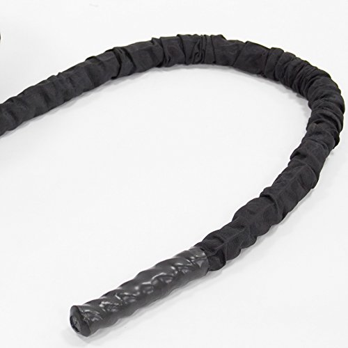 POWRX Battle Rope 9M x 38mm - Cuerda de Batalla Ideal para »Entrenamiento Funcional« - Agarre Antideslizante + PDF Workout (Revestimiento Negro)