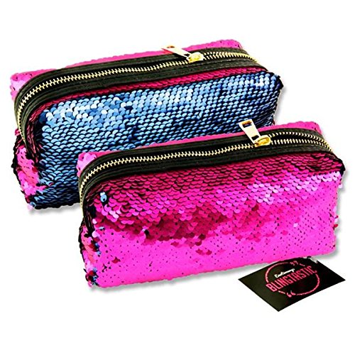 Premier Stationery G3818311 Emotionery Blingtastic - Estuche reversible de lentejuelas en dos tonos, color fucsia/azul