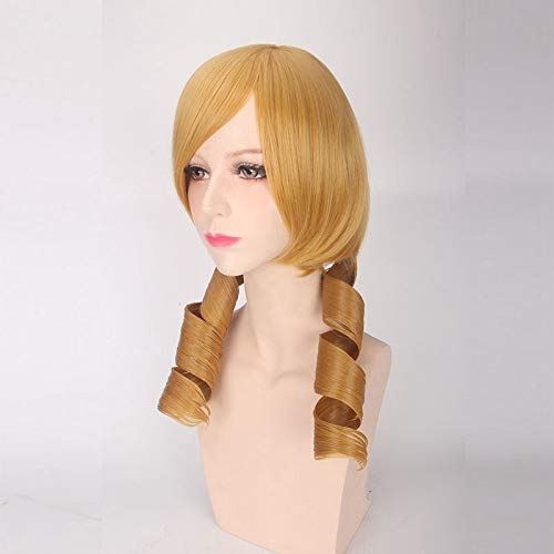 Puella Magi Madoka Magica Tomoe Mami 50cm Rubio Oro Amarillo Pelucas de Cosplay para mujeres Venta de cabello falso Anime Cabello sintético