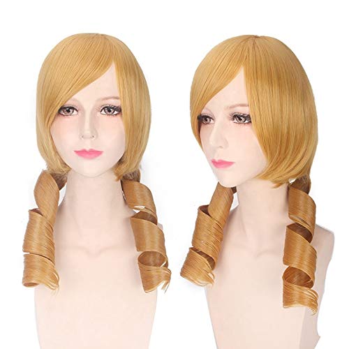 Puella Magi Madoka Magica Tomoe Mami 50cm Rubio Oro Amarillo Pelucas de Cosplay para mujeres Venta de cabello falso Anime Cabello sintético