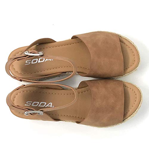 Pulchram Sandalias Mujer Verano 2019 cáñamo Fondo Grueso Sandalias Punta Abierta Cuero Fondo Plano Zapatos Bohemias Romanas Hebilla Zapatillas (43 EU, Marrón)