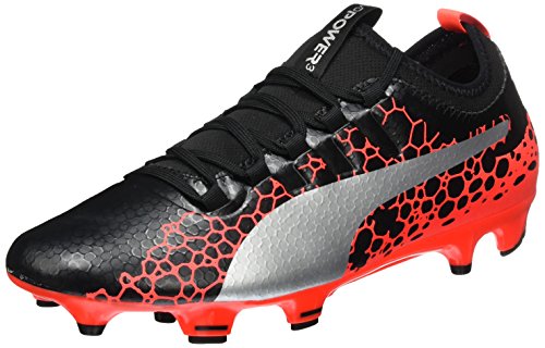 Puma Evopower Vigor 3 Graphic FG, Zapatillas de Fútbol para Hombre, Negro (Black-Silver-Fiery Coral), 42 EU