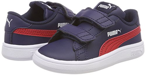 Puma Smash V2 L V Inf, Zapatillas Unisex Niños, Azul (Peacoat-Ribbon Red White 06), 23 EU