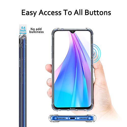 QHOHQ Funda para Xiaomi Redmi Note 8T, Cases Silicona Slim TPU Cuatro Esquinas Anti-caíd (Transparente)