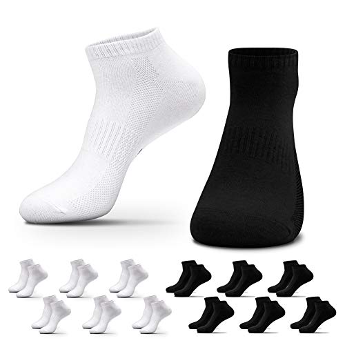 QINCAO Calcetines Tobilleros para Hombres Mujeres 12 Pares Calcetines Deportivos y de Entrenamiento de Corte Bajo