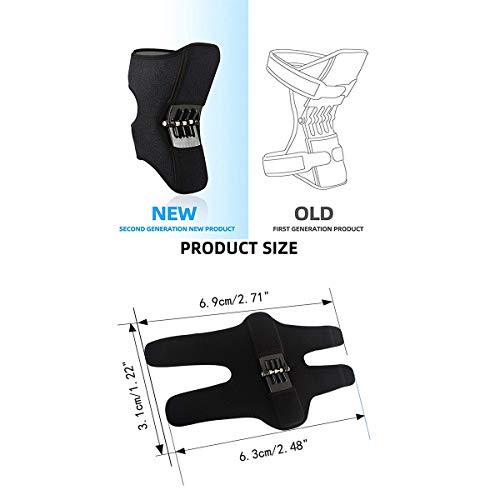 Qinsir Rodilleras Articulaciones Levantamiento Almohadilla,Rodilleras Crossfit Hombre Rodillera Rebotes Potentes Spring Force para Artrosis De Rodilla Escalada Sentadillas Montañismo Ejercicio,Negro