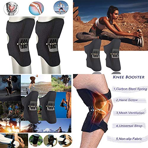 Qinsir Rodilleras Articulaciones Levantamiento Almohadilla,Rodilleras Crossfit Hombre Rodillera Rebotes Potentes Spring Force para Artrosis De Rodilla Escalada Sentadillas Montañismo Ejercicio,Negro