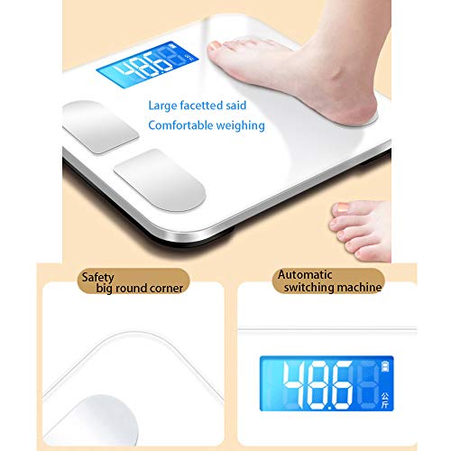 QMKJ Bluetooth Smart Body Escala de Grasa Digital Escala electrónica baño doméstico Escalas Cuerpo composición analizador con Smartphone aplicación 180KG Rosa