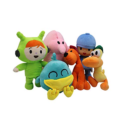 Queshi Pocoyo Set de Juguetes de Peluche Muñeca de Peluche de Dibujos Animados Elly Pato Loula Nina Sleepy Bird Anime Figura Muñeca Colección Regalo para niños