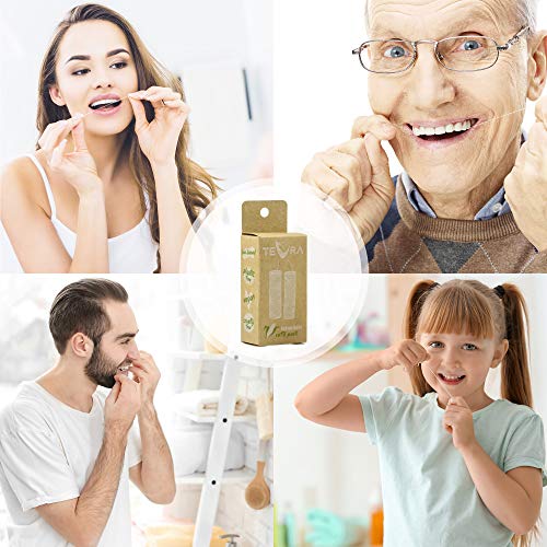 Recambios de hilo dental vegano de TEVRA – Recambios de hilo dental vegano con refrescante sabor a menta y jengibre – Contiene 2 recambios de 30 m