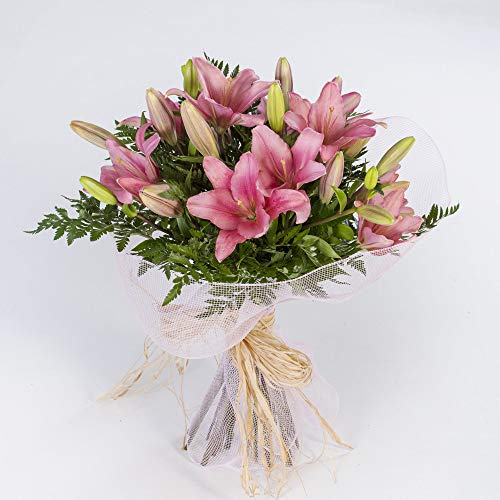 REGALAUNAFLOR-Ramo de lilium rosa-FLORES NATURALES- ENVIO EN 24 HORAS DE MARTES A SABADO.