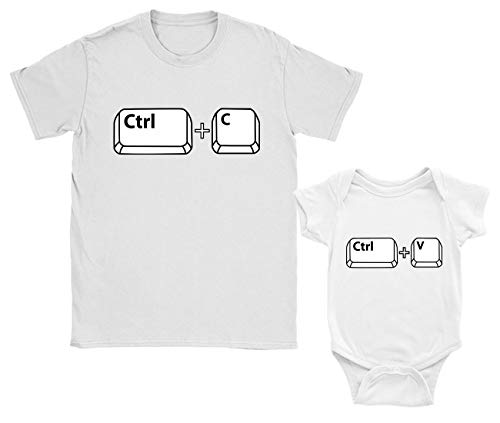 Regalos para Papas Primerizos, Ropa Papa Bebe - Copy and Paste Bebé Blanco 0-3 Mes/Papá Blanco Medium