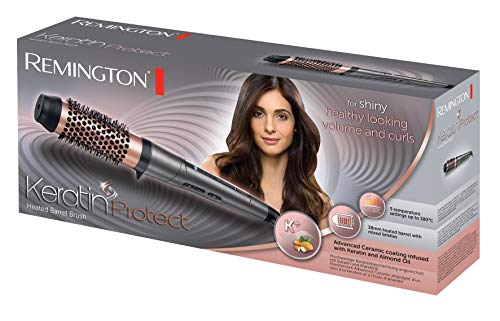 Remington Keratin Protect CB8338, Cepillo con Barril Térmico de 38 mm, Cerámica Avanzada con Queratina y Aceite de Almendras, hasta 180º C, Pantalla Digital