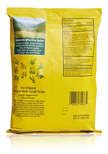 Ricola Herbal Tos gotas de garganta, bolsa de 50 unidades, Paquete de 3