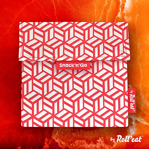 Roll'eat - Snack'n'Go Tiles Bolsa Merienda Porta Sandwich Ecológica y Reutilizable sin BPA, Rojo