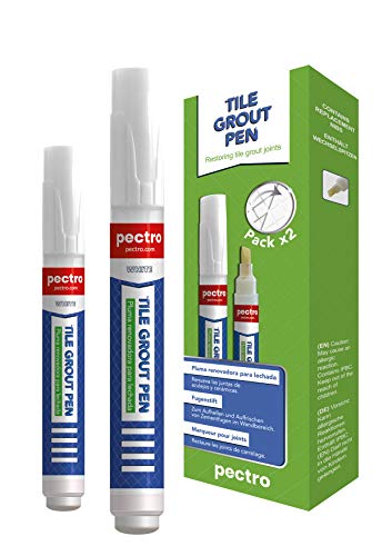 Rotulador de lechada blanco para juntas de azulejos Tile grout pen PACK x 2 unidades 8ml | Blanqueador de juntas anti moho | Restaura las juntas de baños y cocinas