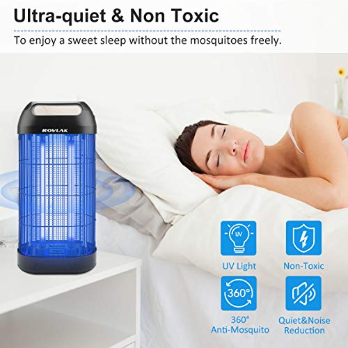 ROVLAK Lámpara Antimosquitos Electrico Antimosquitos Interior Enchufe con 18 Vatios de Luz UV Repelente de Mosquitos Lámpara de Mosquitos para la Cocina la Sala de Estar el Cuarto de los Niños, Negro